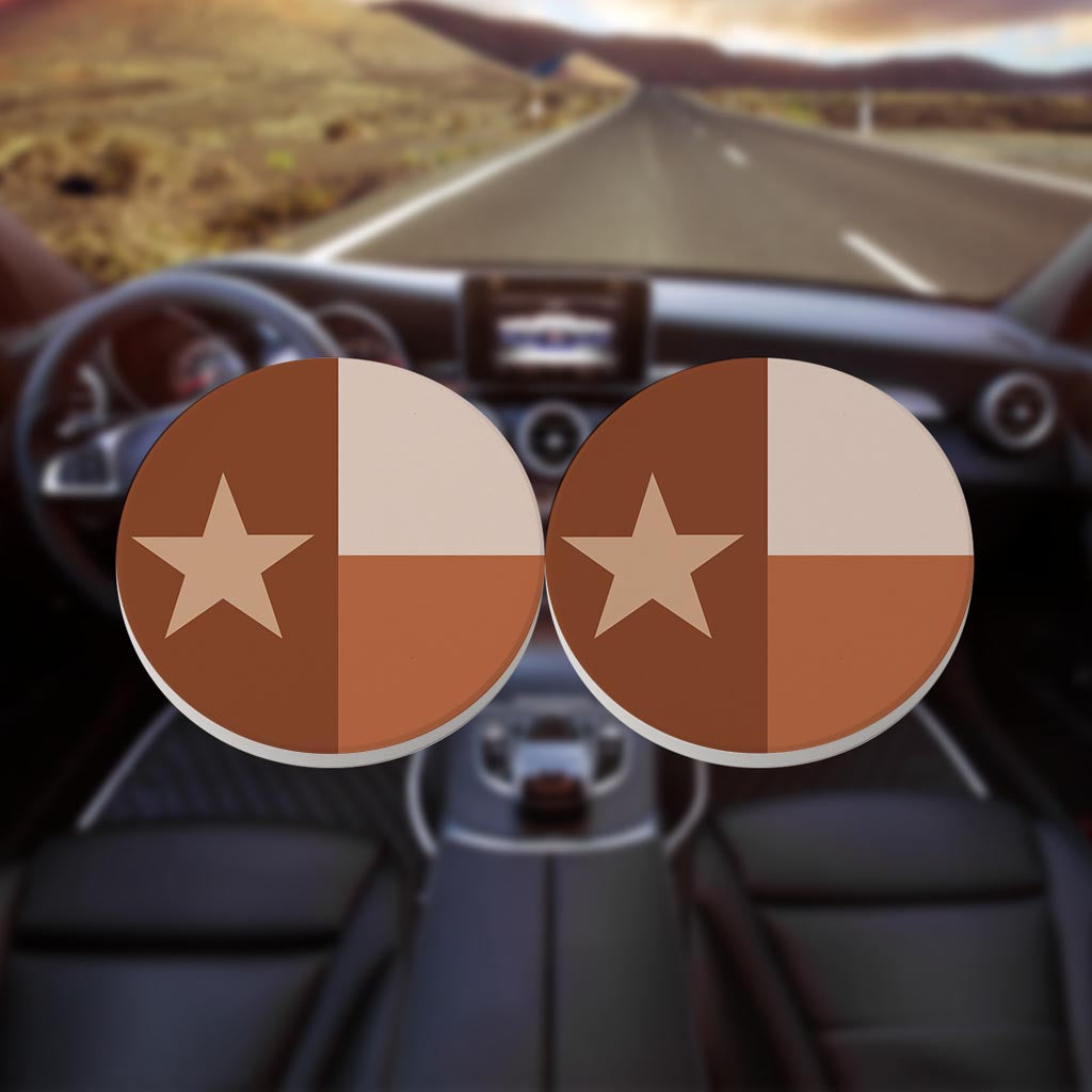 Modern Minimalist Texas State Flag | Absorbent Car Coasters | Set of 2 | Min 4
