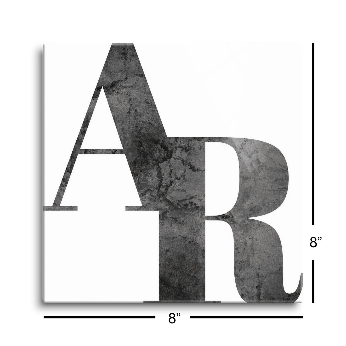 B&W Minimalist Arkansas White Initials | Hi-Def Glass Art | Eaches | Min 2