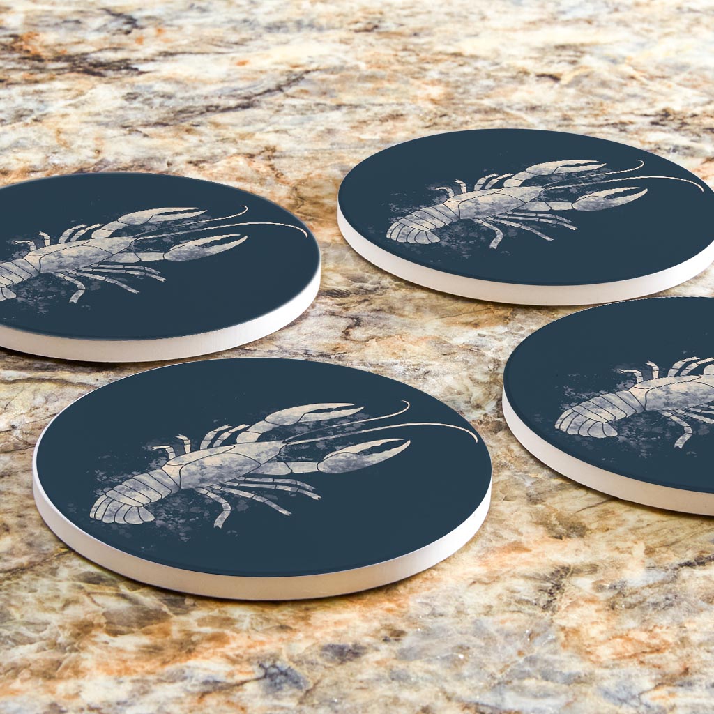 Modern Minimalist Louisiana Crawfish Water Color | Absorbent Coasters | Set of 4 | Min 2