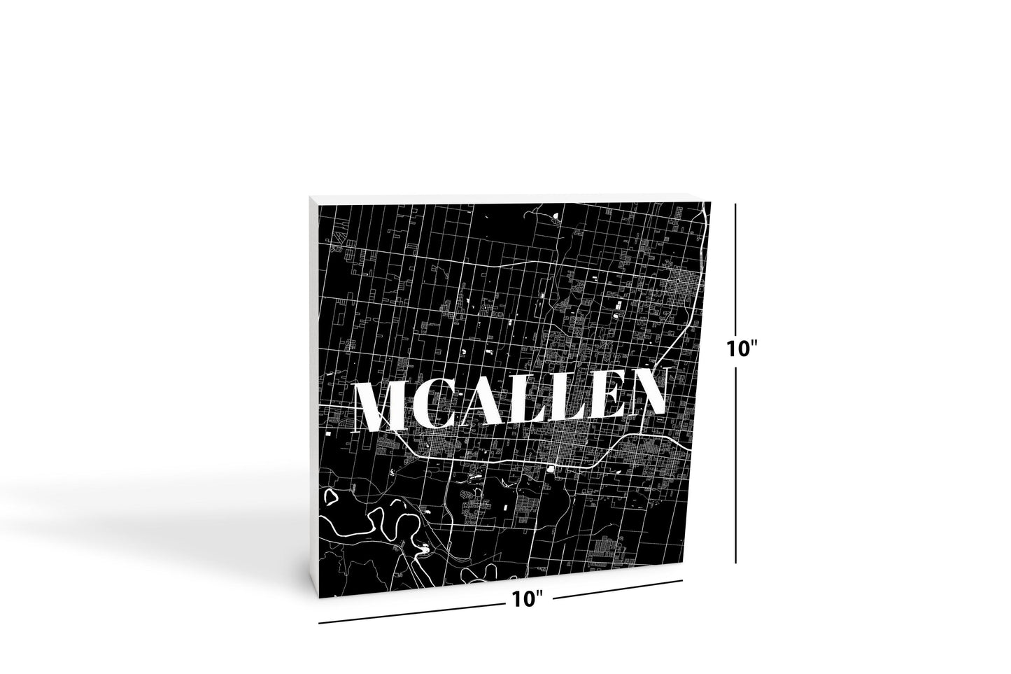 Minimalistic B&W Texas Mcallen Map | Wood Block | Eaches | Min 2