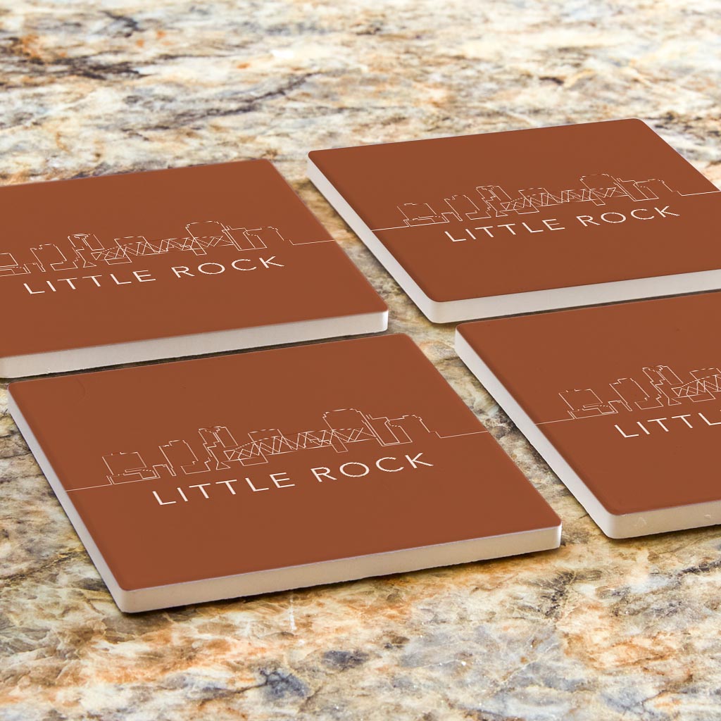 Modern Minimalist Arkansas Little Rock Skyline | Absorbent Coasters | Set of 4 | Min 2