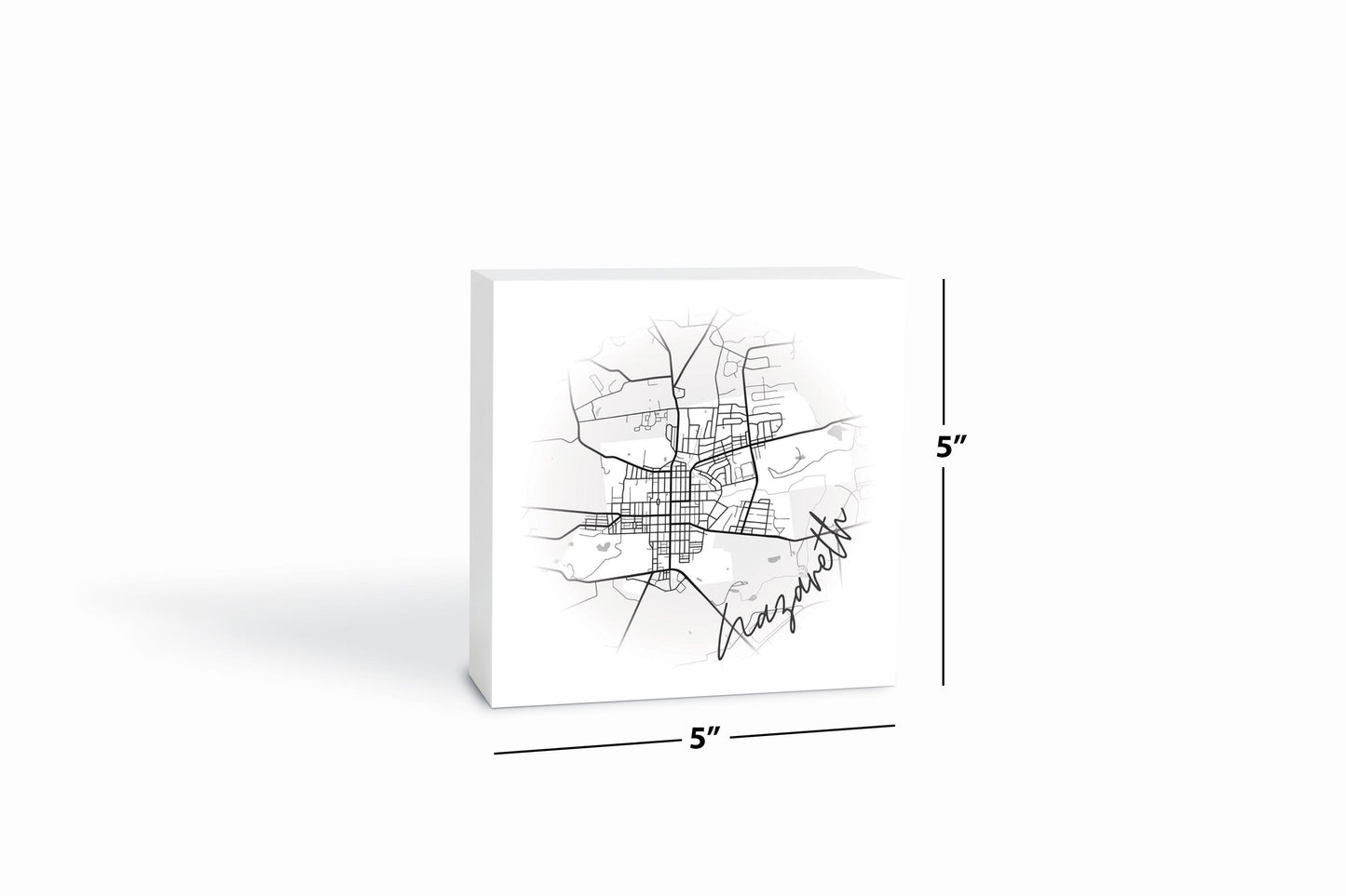 Minimalistic B&W Pennsylvania Nazareth Circle Map | Wood Block | Eaches | Min 4