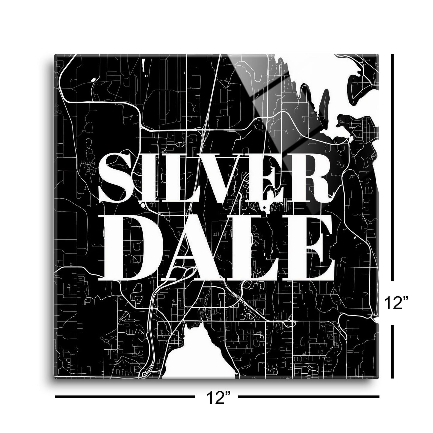 Minimalistic B&W Washington Silverdale Map | Hi-Def Glass Art | Eaches | Min 1