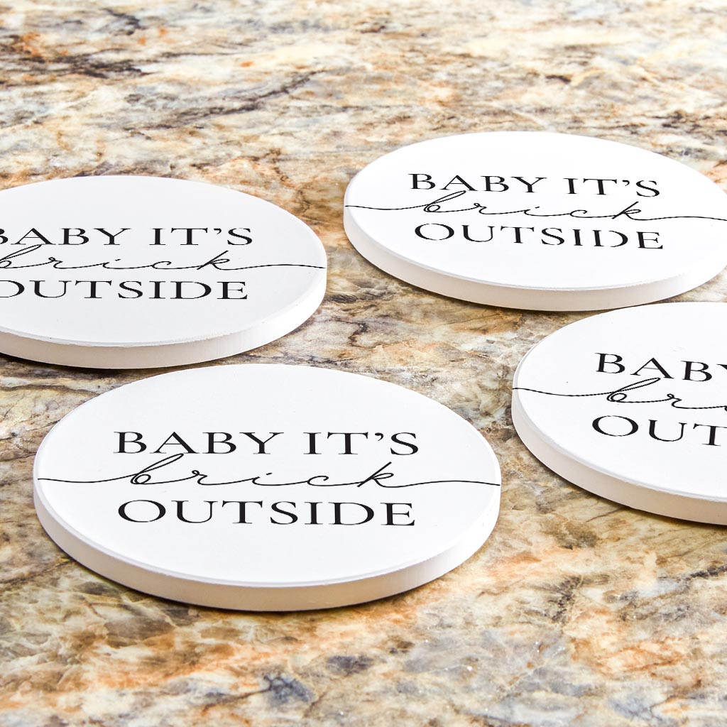 Minimalistic B&W New York Quip Brick Outside | Absorbent Coasters | Set of 4 | Min 2
