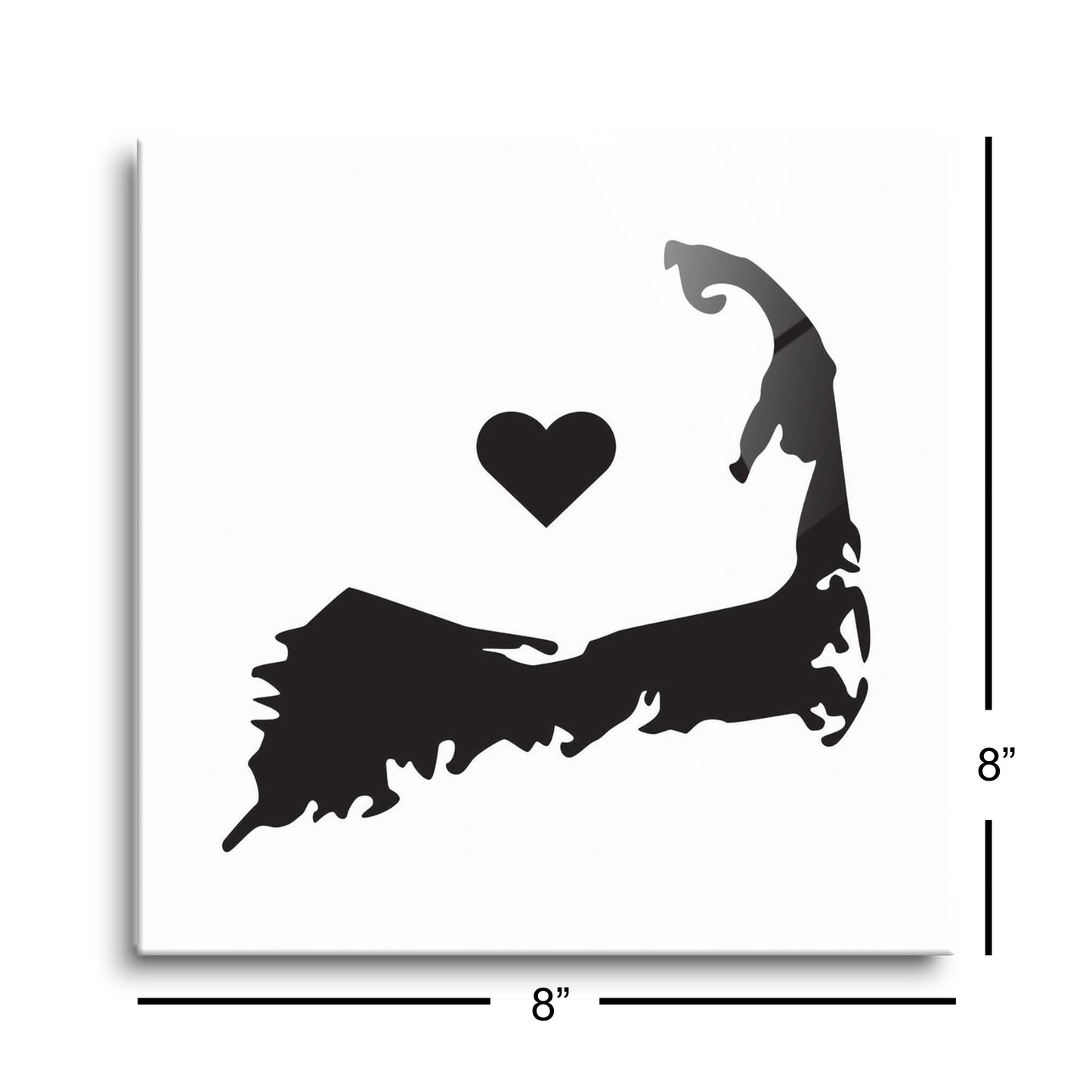 Minimalistic B&W Cape Cod With Heart | Hi-Def Glass Art | Eaches | Min 2