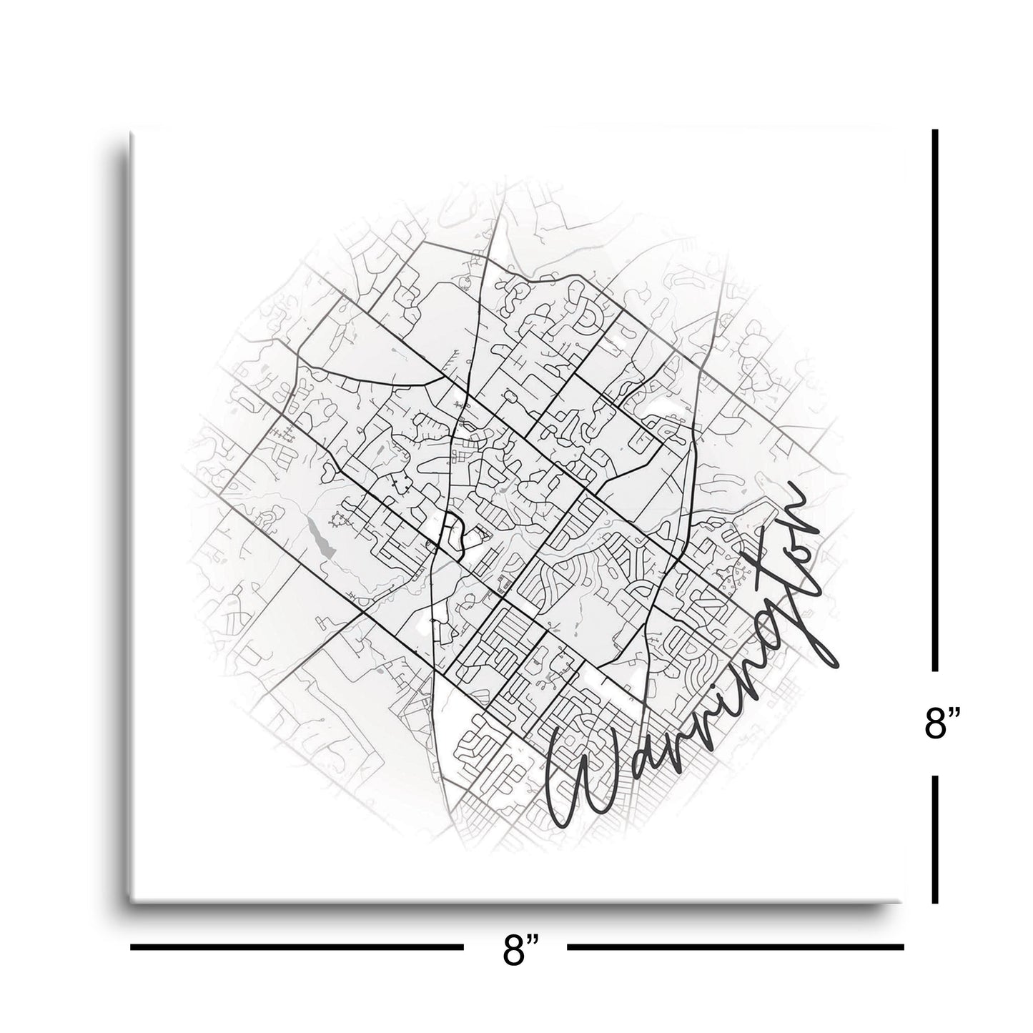 Minimalistic B&W Pennsylvania Warrington Circle Map | Hi-Def Glass Art | Eaches | Min 2
