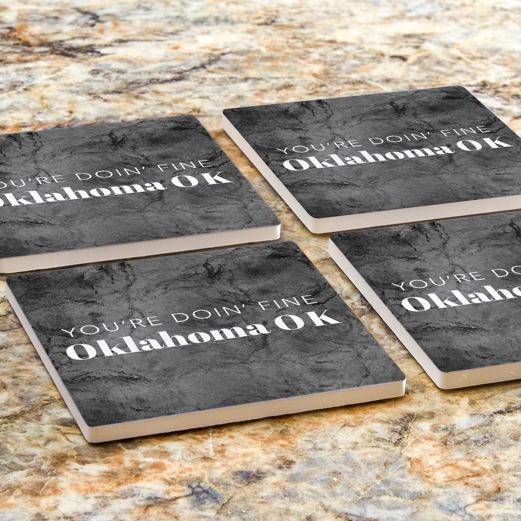 Modern Oklahoma Ok Saying | Absorbent Coasters | Set of 4 | Min 2
