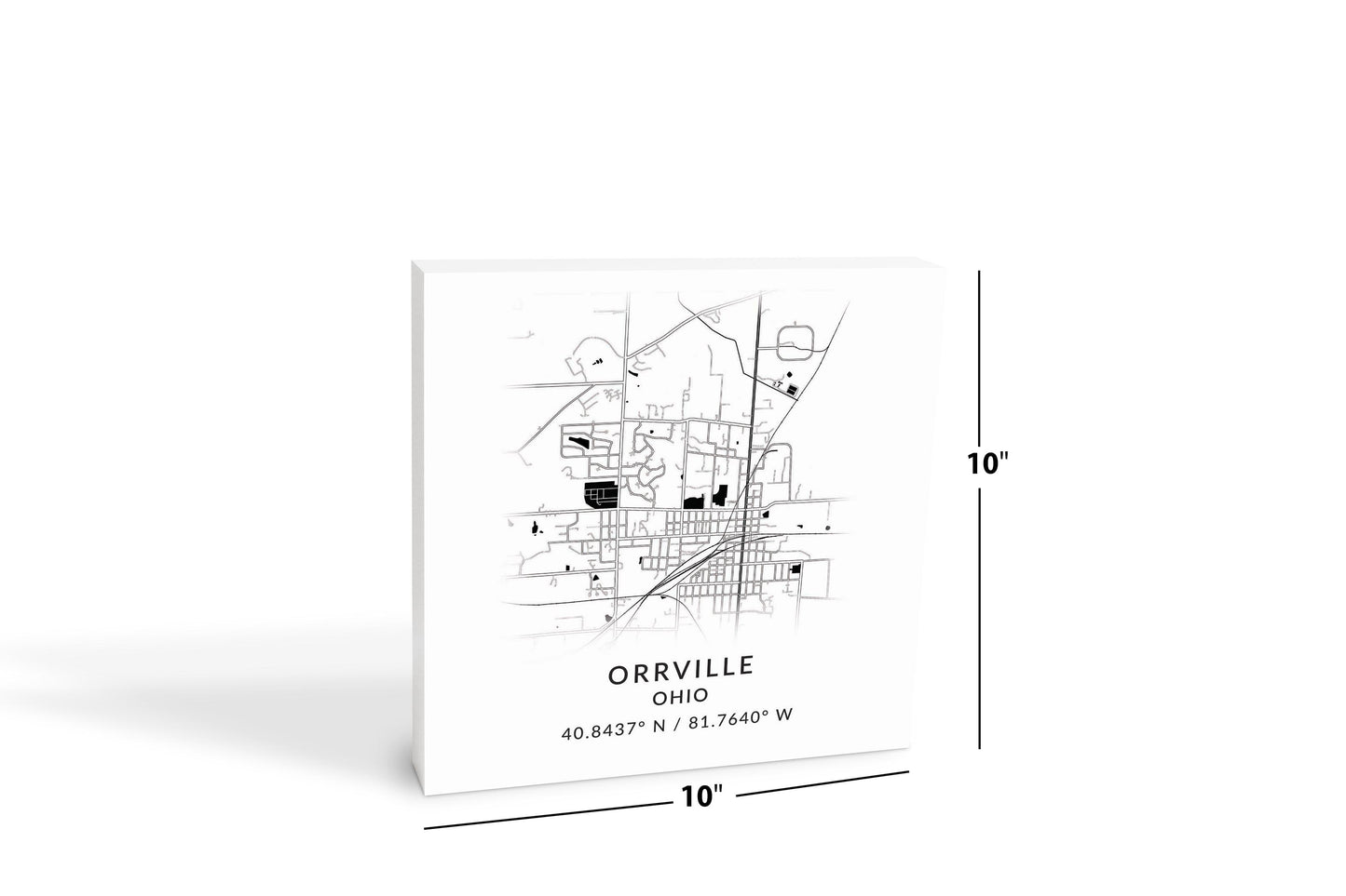 Orrville Oh Minimalistic Map With Coordinates | Wood Block | Eaches | Min 2