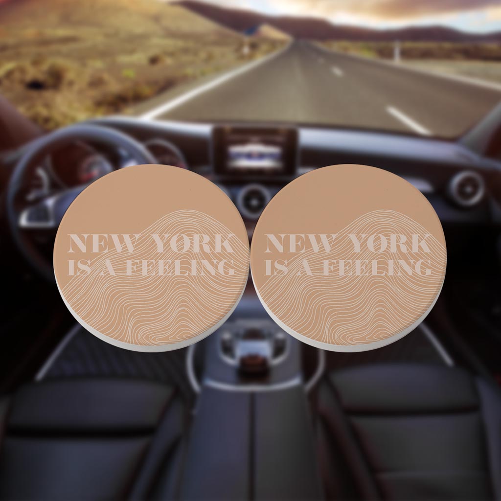 Modern Minimalist New York Is A Feeling | Absorbent Car Coasters | Set of 2 | Min 4