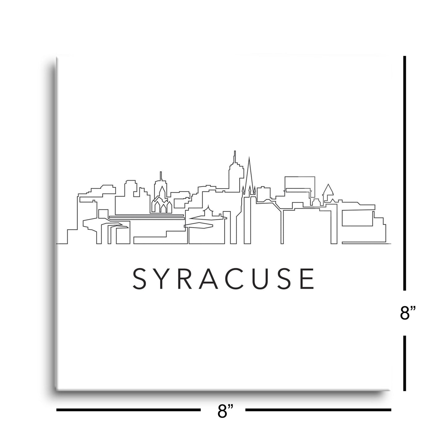 Minimalistic B&W New York Syracuse Skyline | Hi-Def Glass Art | Eaches | Min 2