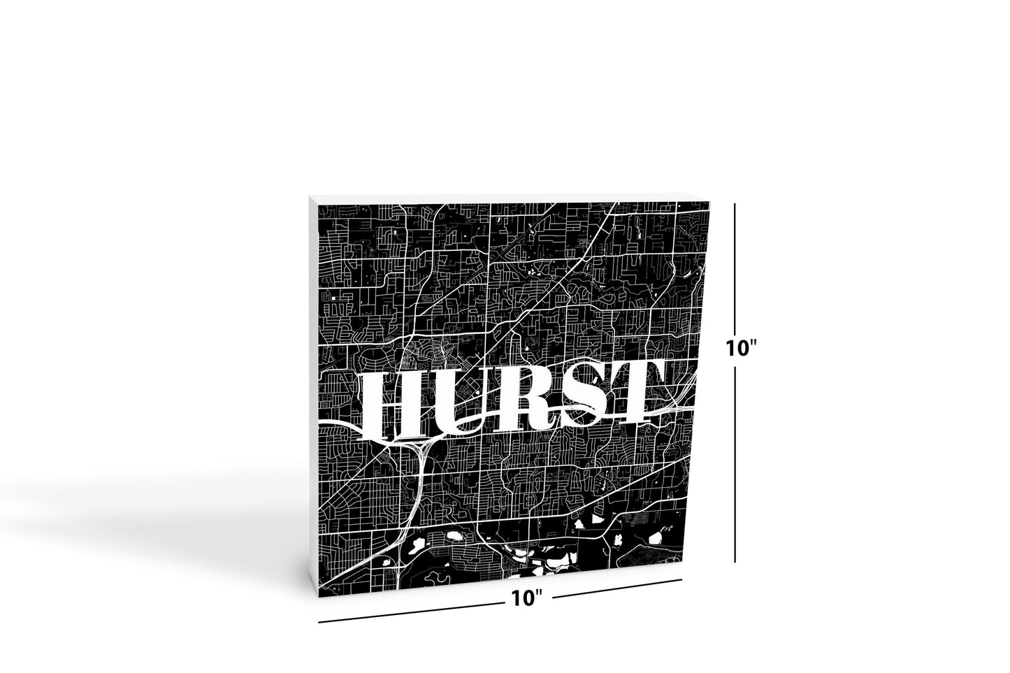 Minimalistic B&W Texas Hurst Map | Wood Block | Eaches | Min 2