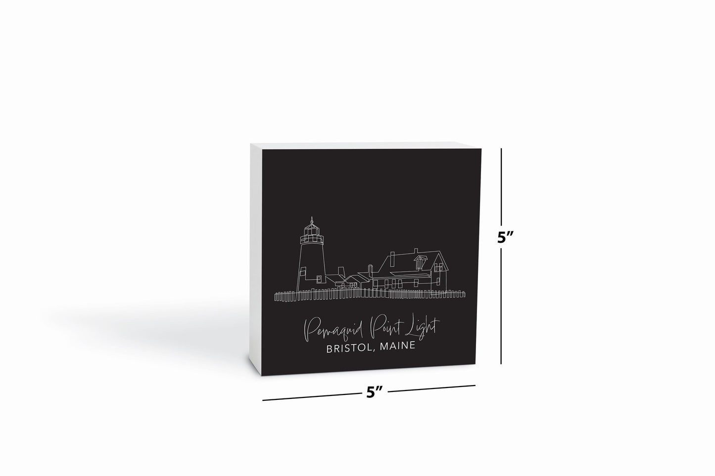 Black Pemaquid Point Light| Wood Block | Eaches | Min 4