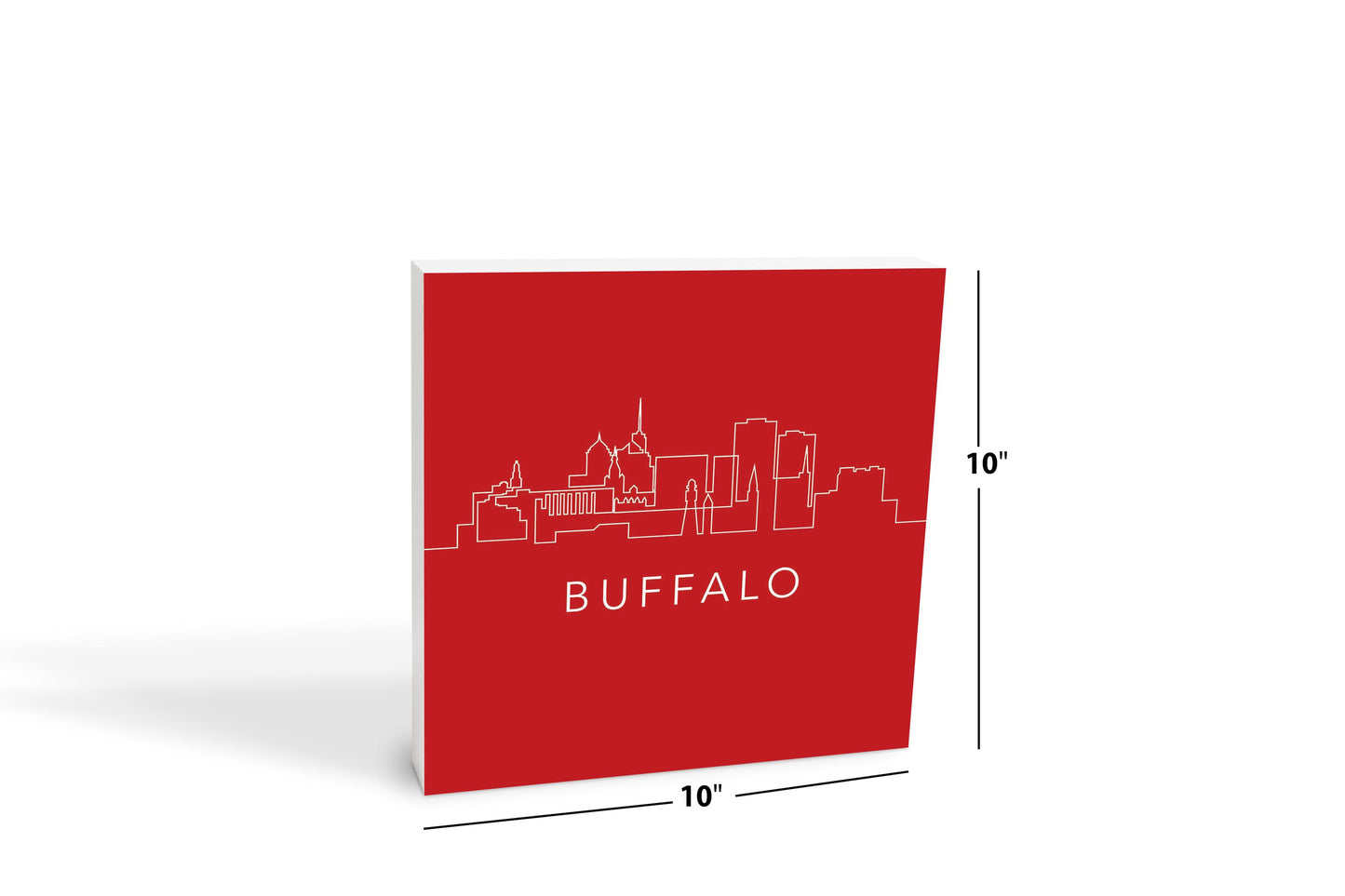 Red White And Blue New York Buffalo Skyline | Wood Block | Eaches | Min 2