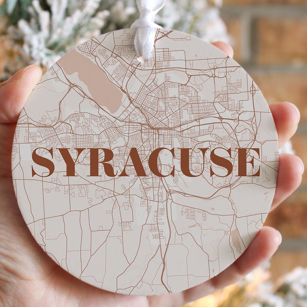 Modern Minimalist New York Syracuse Map| Wood Ornament | Eaches | Min 6