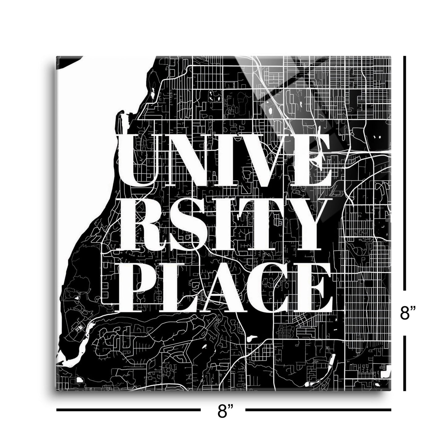 Minimalistic B&W Washington University Place Map | Hi-Def Glass Art | Eaches | Min 2
