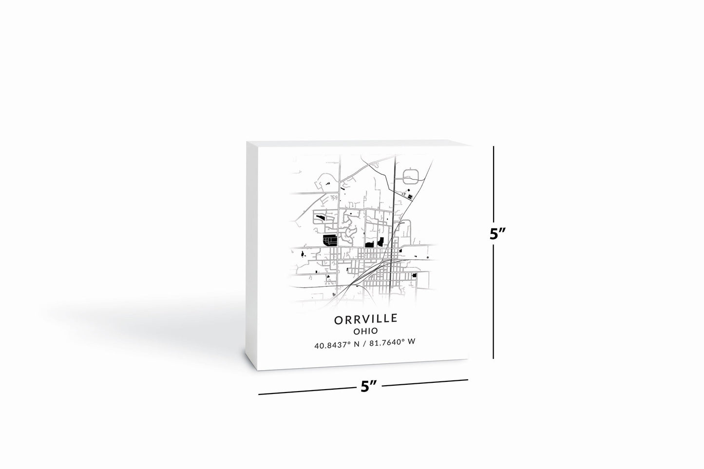 Orrville Oh Minimalistic Map With Coordinates | Wood Block | Eaches | Min 4