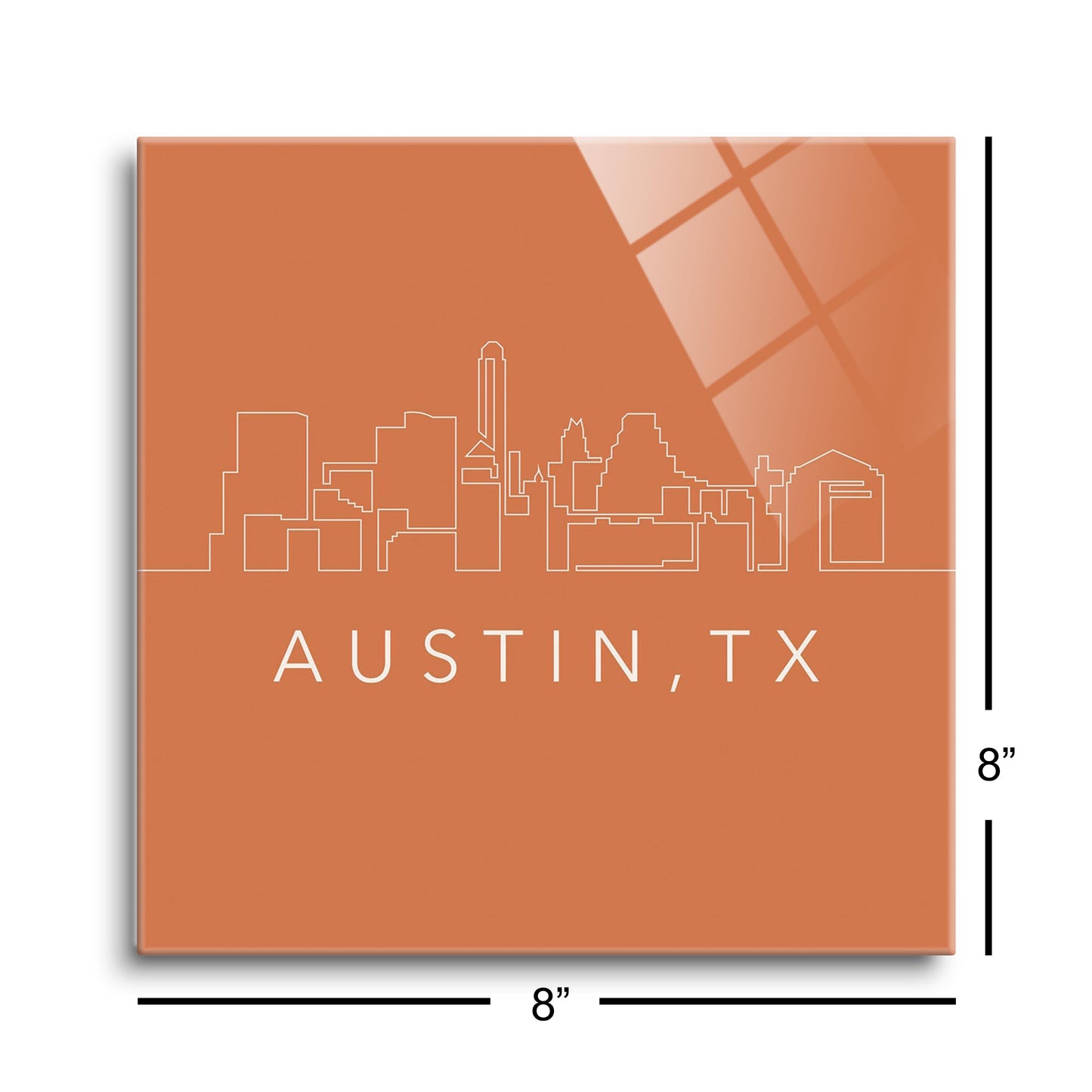Modern Minimalist Texas Austin Skyline | Hi-Def Glass Art | Eaches | Min 2
