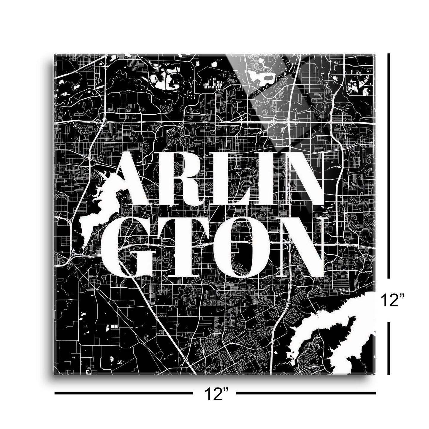 Minimalistic B&W Texas Arlington Map | Hi-Def Glass Art | Eaches | Min 1