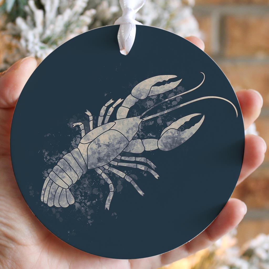 Modern Minimalist Louisiana Crawfish Water Color| Wood Ornament | Eaches | Min 6