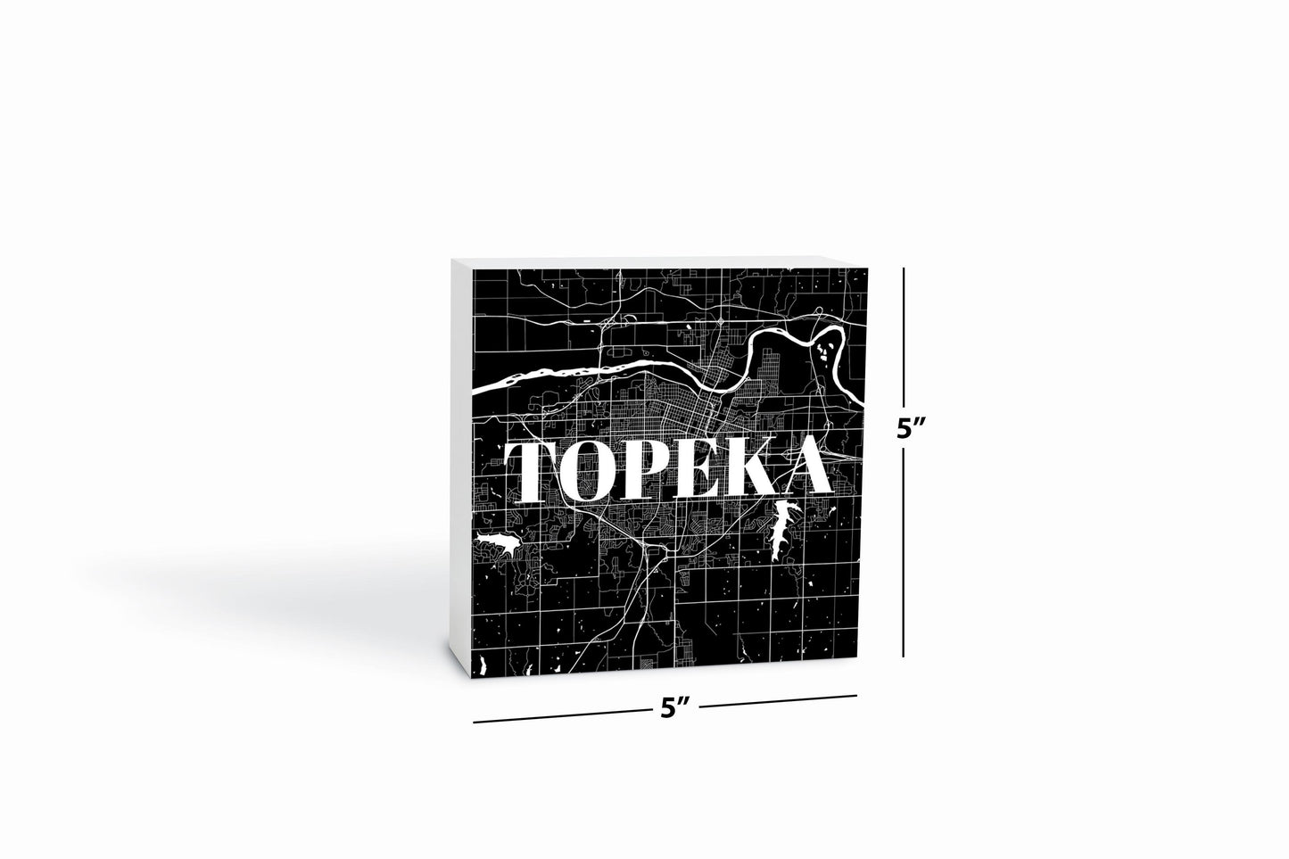 Minimalist B&W Kansas Topeka Map | Wood Block | Eaches | Min 4