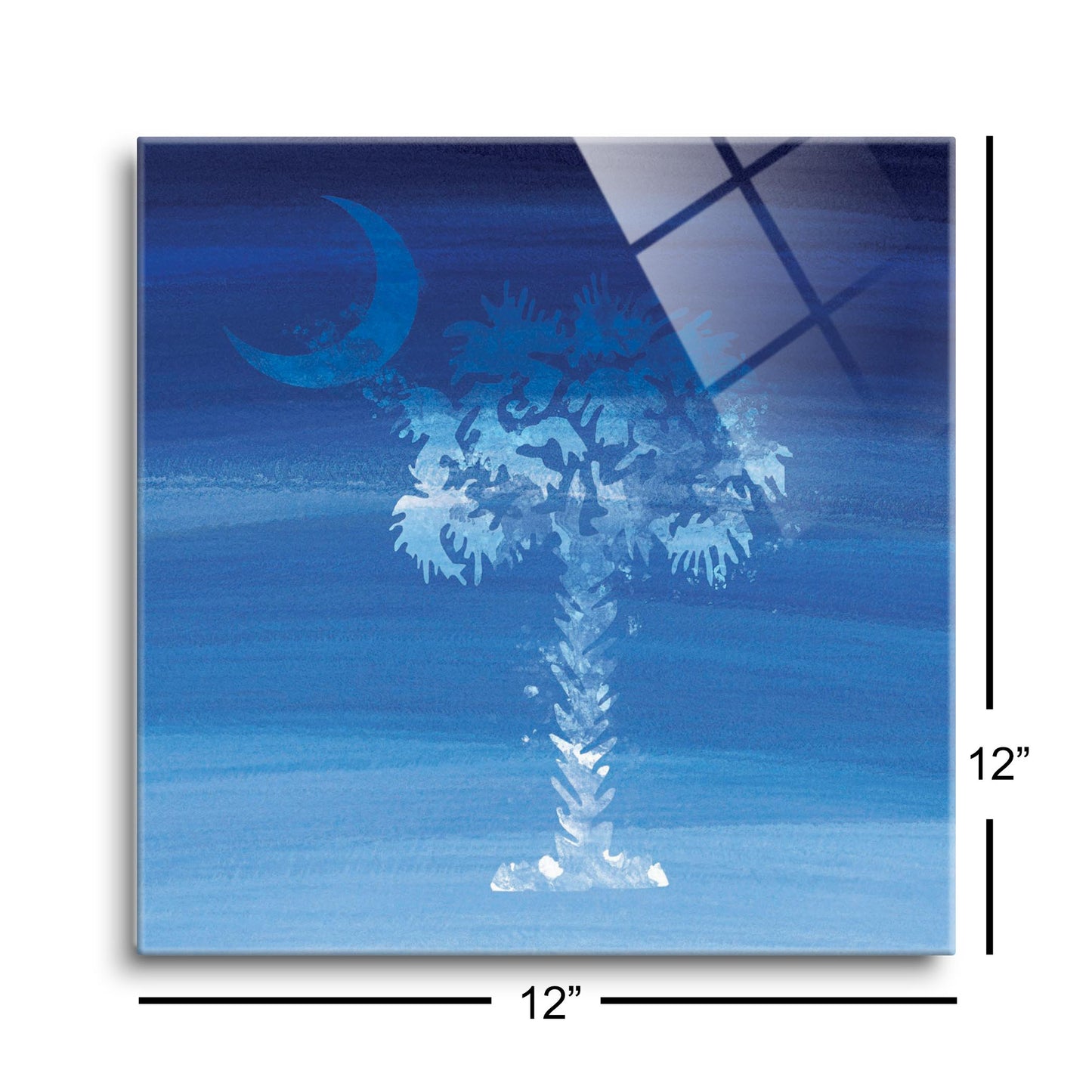 South Carolina Blue Water Color Palm Trees | Hi-Def Glass Art | Eaches | Min 1