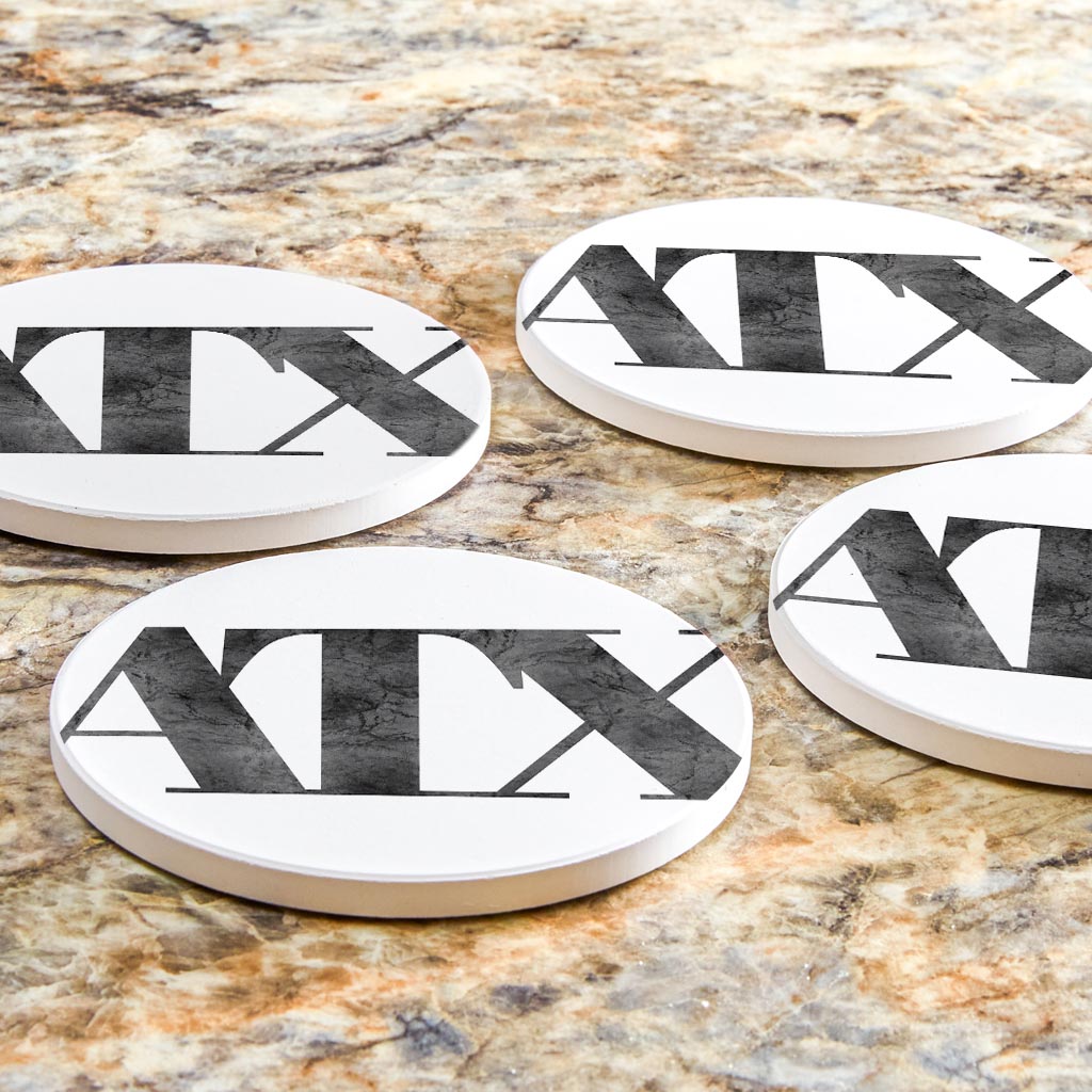 Minimalistic B&W Texas Austin White Initials | Absorbent Coasters | Set of 4 | Min 2