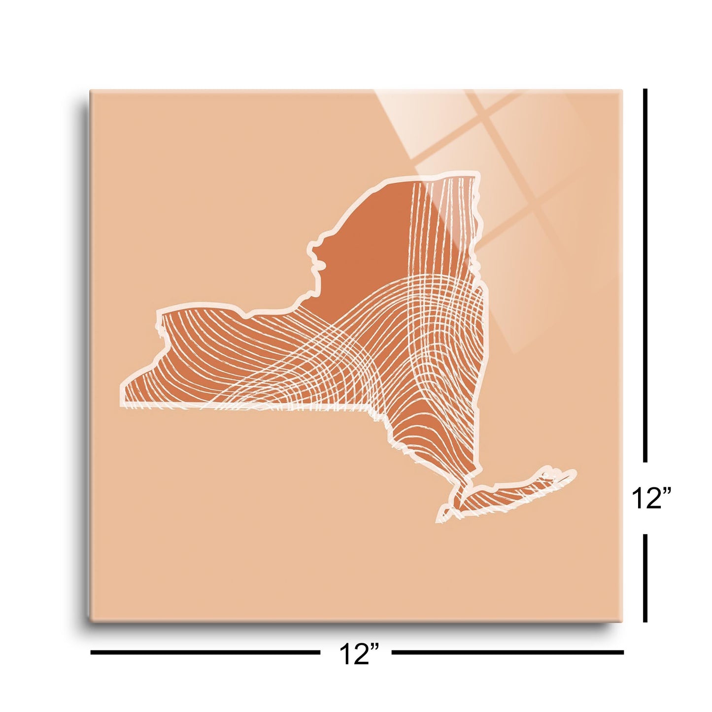 Modern Minimalist New York State Fluid Lines Light | Hi-Def Glass Art | Eaches | Min 1