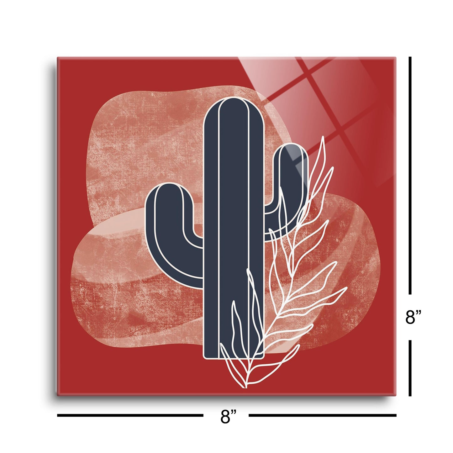 Modern Minimalist Texas Colors Cactus | Hi-Def Glass Art | Eaches | Min 2