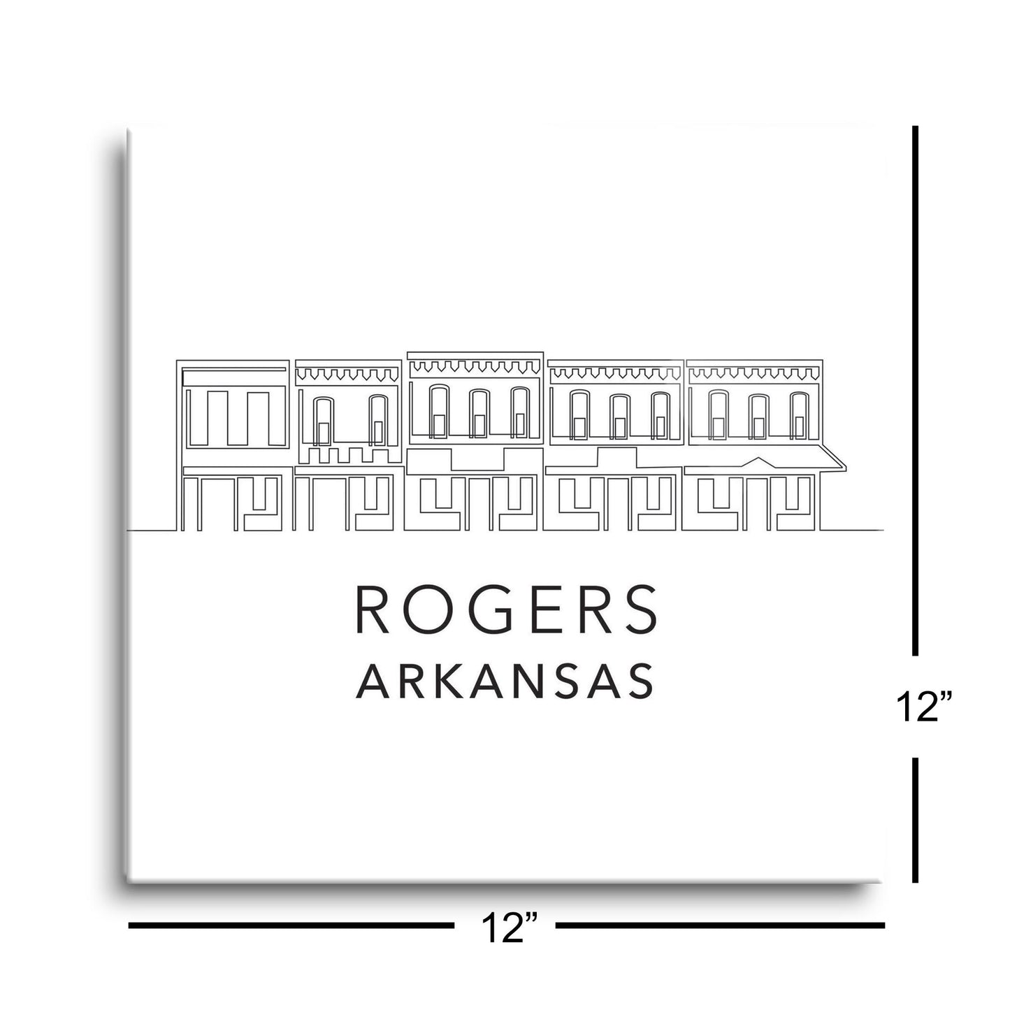 Minimalist B&W Arkansas Rogers Skyline | Hi-Def Glass Art | Eaches | Min 1