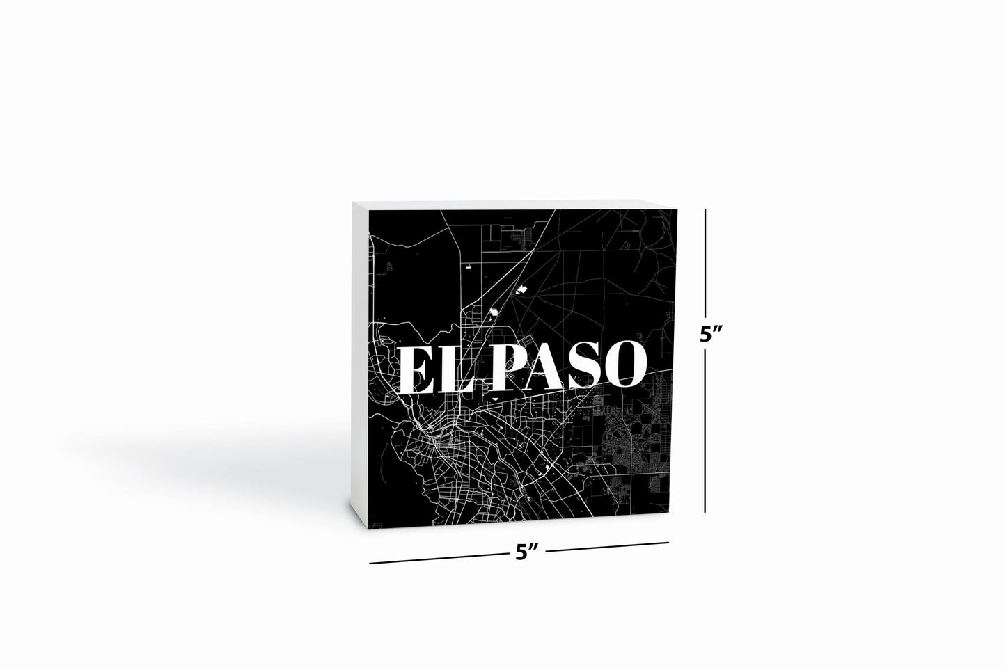Minimalistic B&W Texas El Paso Map| Wood Block | Eaches | Min 4