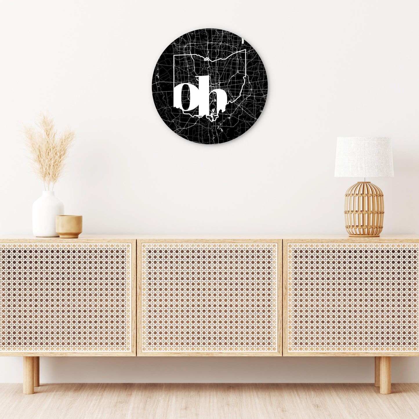 Black And White Abbreviated State Map Black Ohio Columbus | Wood Sign | Eaches | Min 1