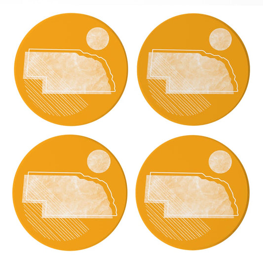 Bright Modern Geometric On Orange Nebraska | Absorbent Coasters | Set of 4 | Min 2