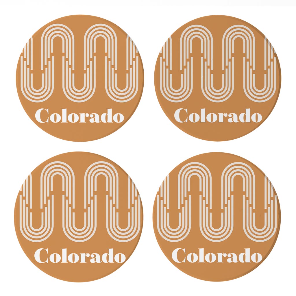 Vintage Groove Yellow Wave Lines Colorado| Absorbent Coasters | Set of 4 | Min 2