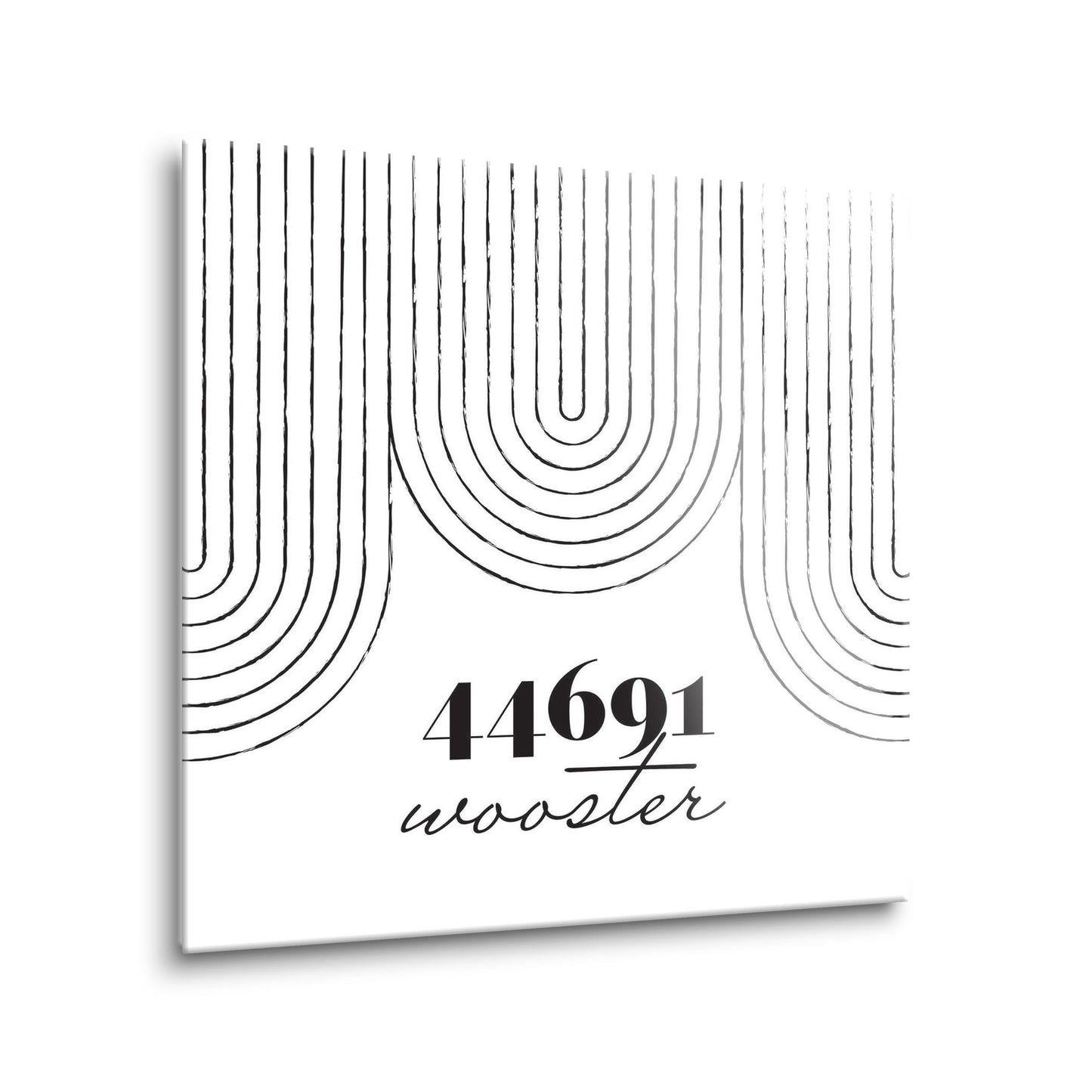 Black And White City Zip On White Ohio Wooster | Hi-Def Glass Art | Eaches | Min 1