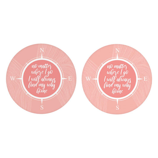 Boho Color Compass On Pink Quote| Absorbent Car Coasters | Set of 2 | Min 4