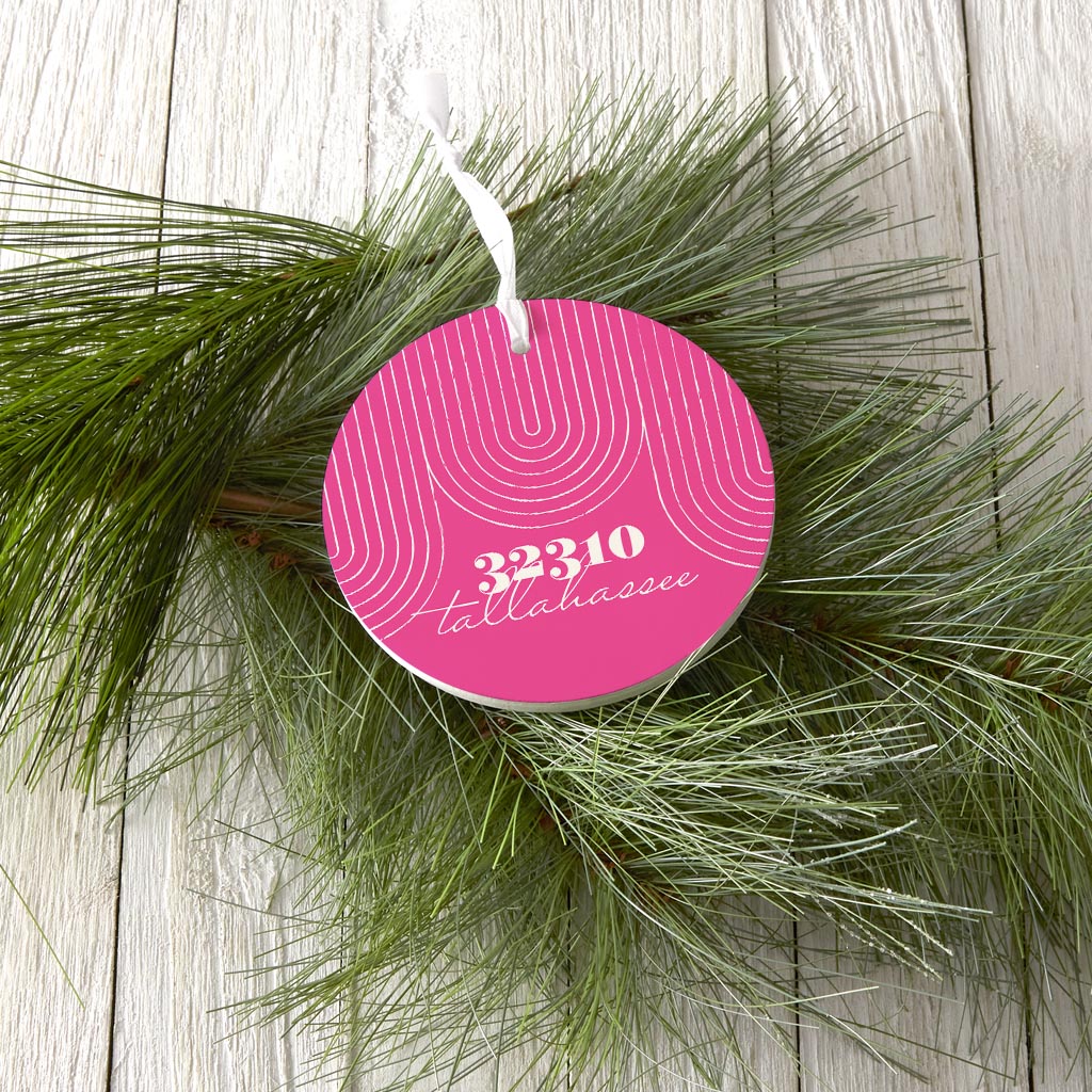 Bright Modern City Zip On Pink Florida Tallahassee | Wood Ornament | Eaches | Min 6