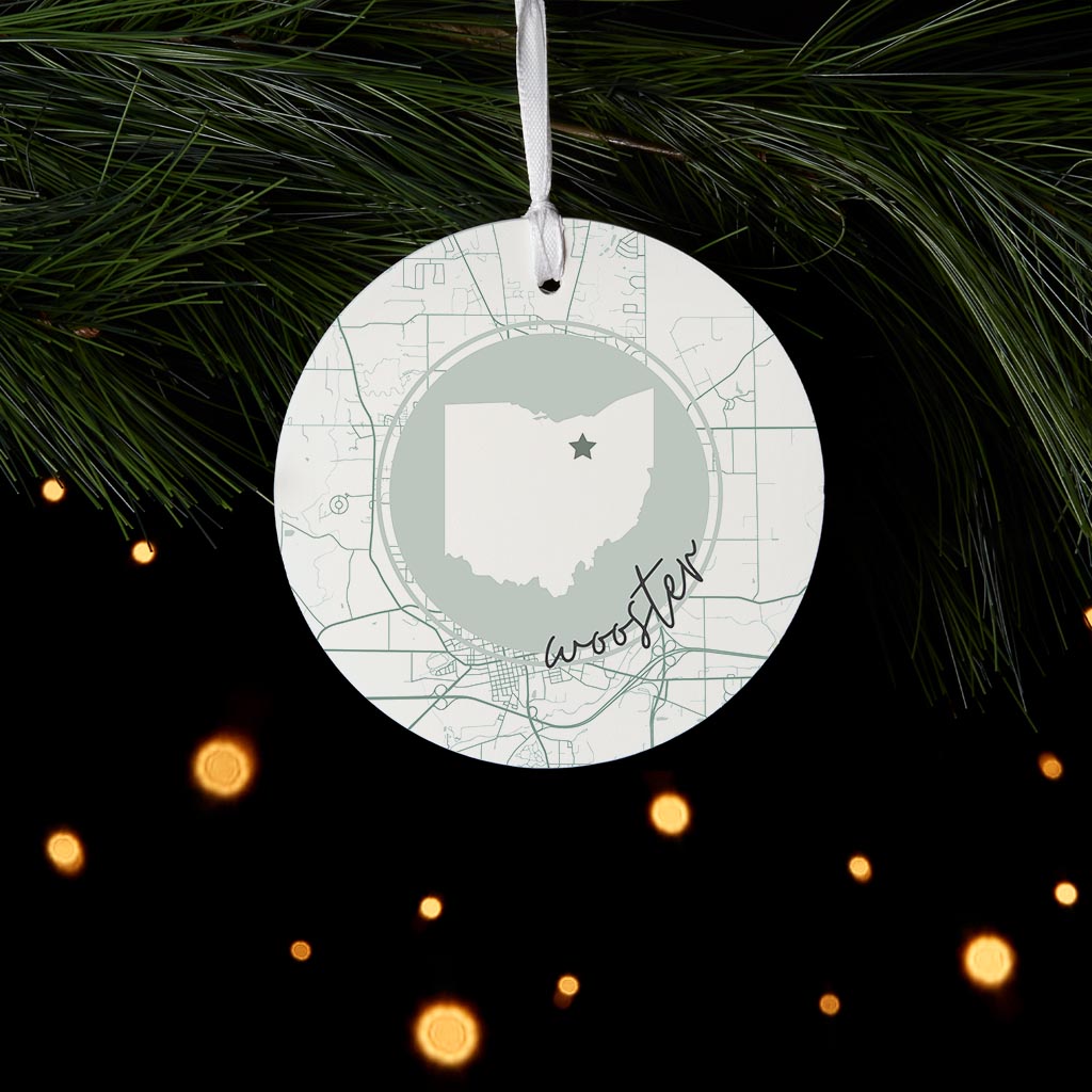 Vintage Groove State Star Map Ohio Wooster | Wood Ornament | Eaches | Min 6
