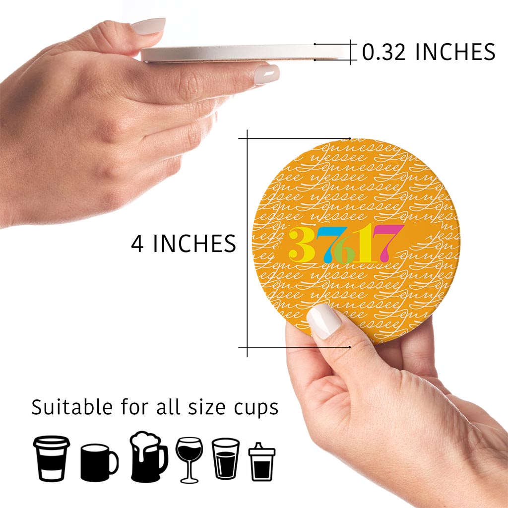 Bright Modern State Script Orange Tennessee Blountville | Absorbent Coasters | Set of 4 | Min 2