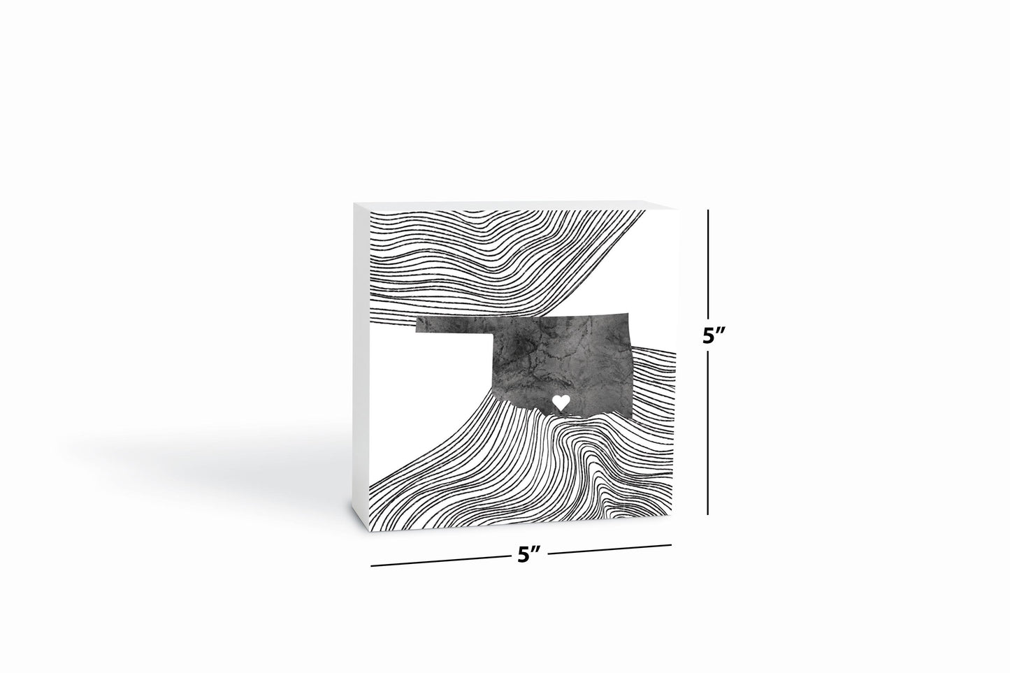 Minimalistic B&W Ardmore Ok Heart Fluid State | Wood Block | Eaches | Min 4