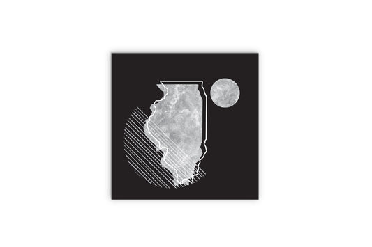 Black And White Geometric On Black Illinois | Wood Sign | Eaches | Min 2
