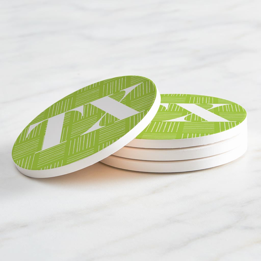 Bright Modern Abbreviated On Green Texas | Absorbent Coasters | Set of 4 | Min 2