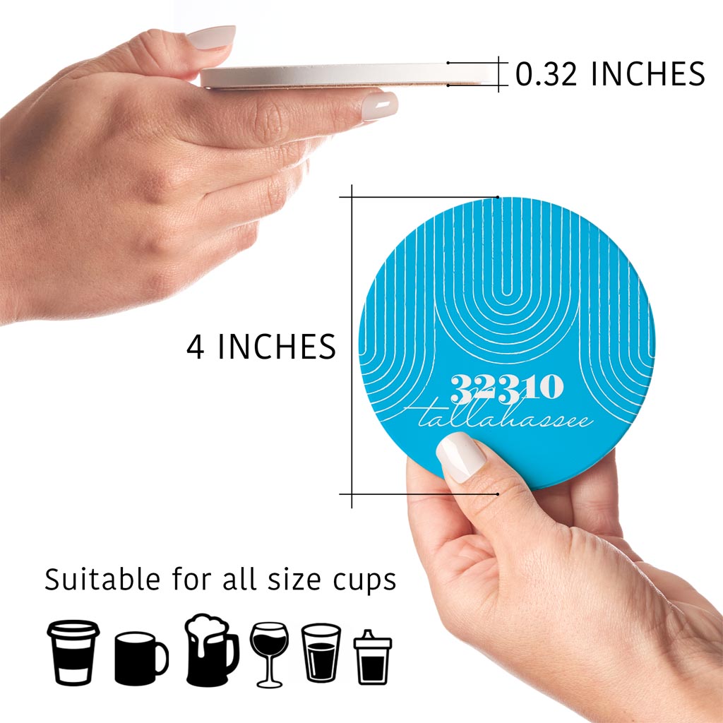 Bright Modern City Zip On Teal Florida Tallahassee | Absorbent Coasters | Set of 4 | Min 2
