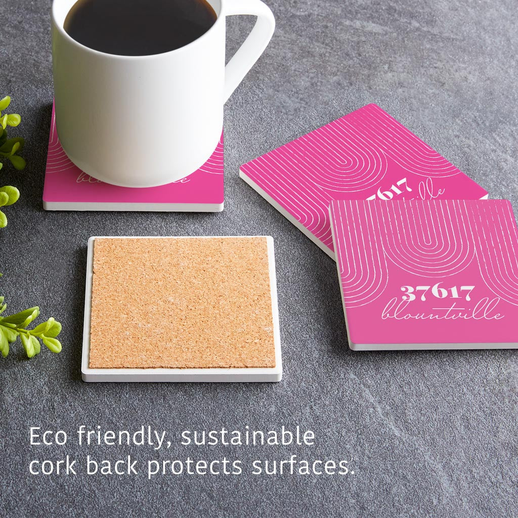 Bright Modern City Zip On Pink Tennessee Blountville | Absorbent Coasters | Set of 4 | Min 2