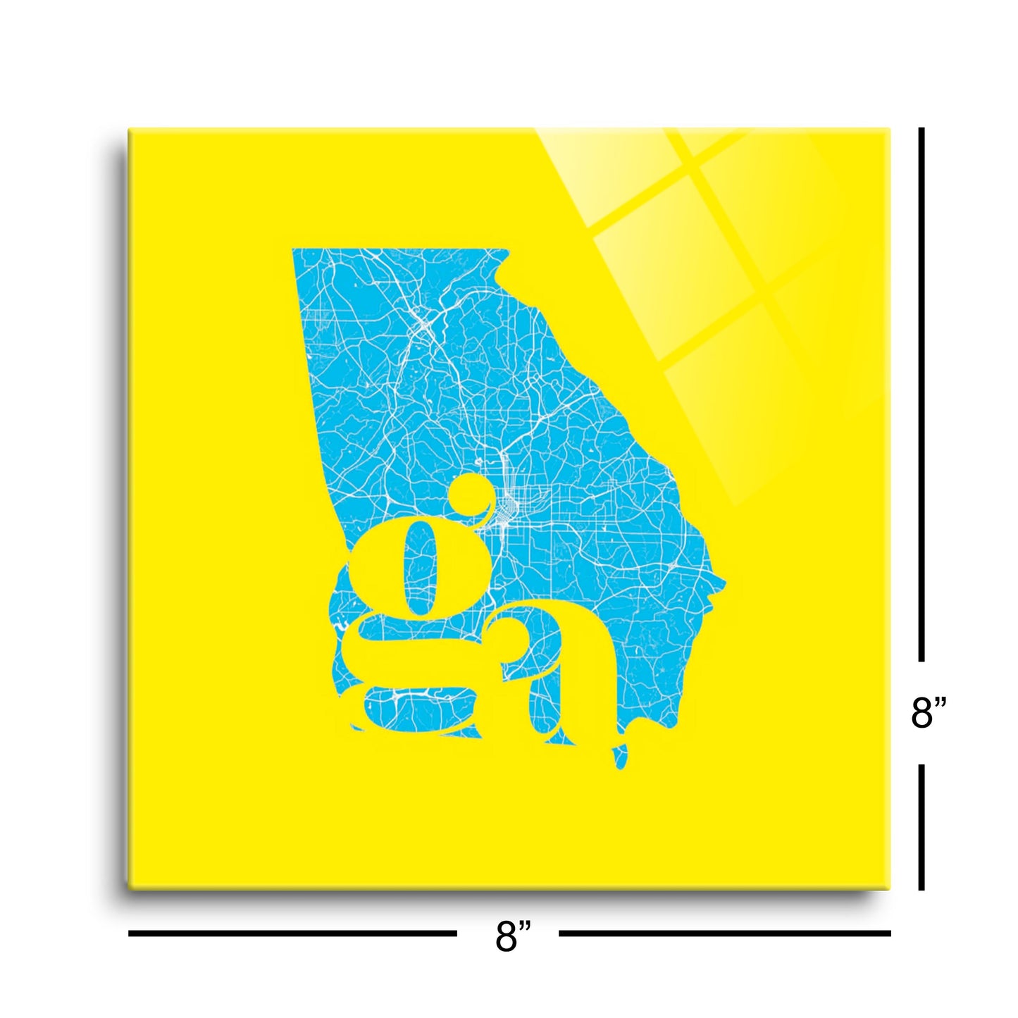 Bright Modern Abbreviated State Yellow Georgia | Hi-Def Glass Art | Eaches | Min 2