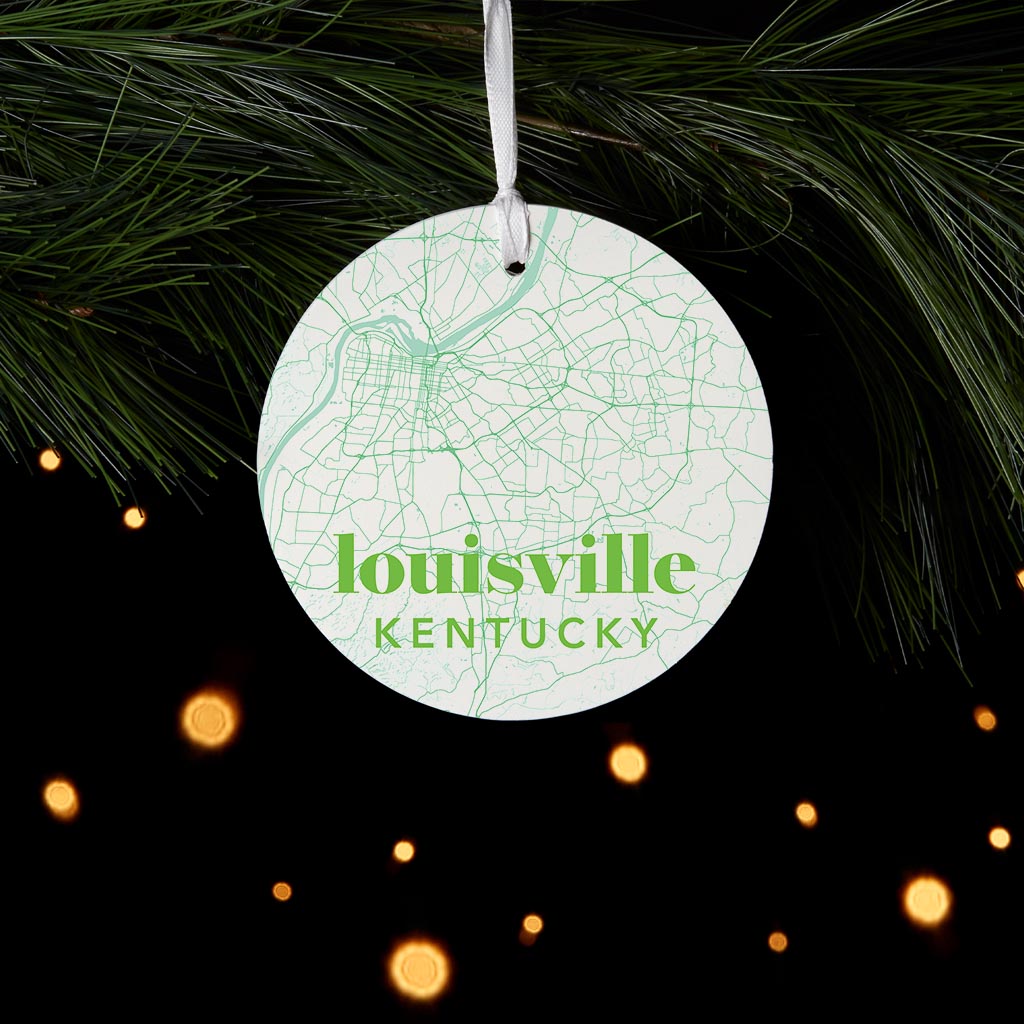 Bright Modern Green Map Kentucky Louisville | Wood Ornament | Eaches | Min 6