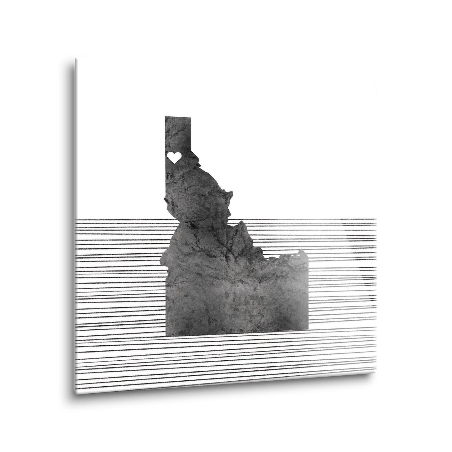 Minimalist B&W Idaho Coeur Dalene Heart Straight Lines | Hi-Def Glass Art | Eaches | Min 1