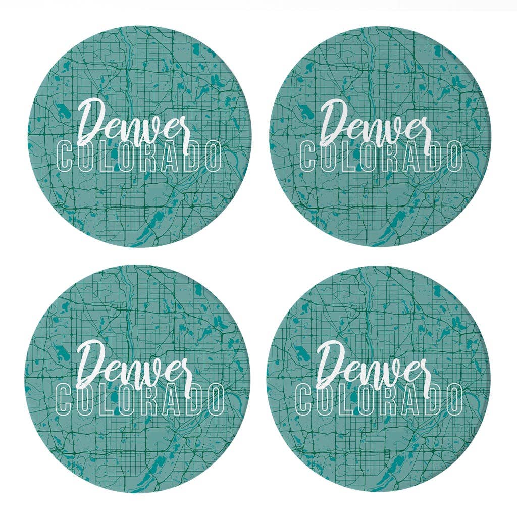 Custom City and State Set of 4 Coasters Boho Color