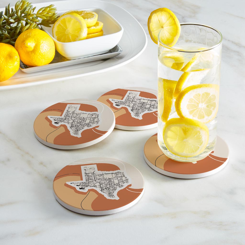 Vintage Groove Fluid Orange Map Texas Frisco
