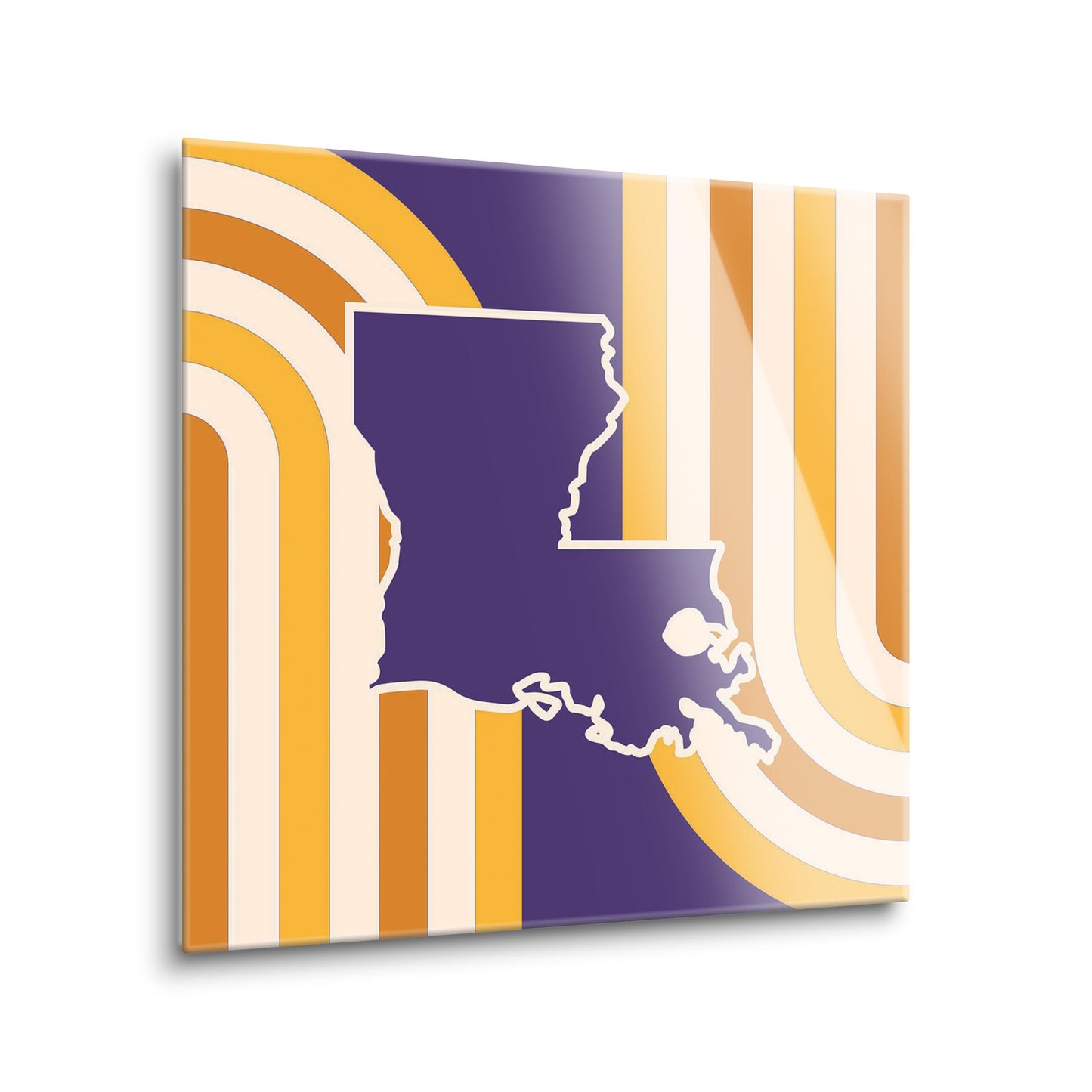 Purple Gold Louisiana Retro State Shape | Hi-Def Glass Art | Eaches | Min 2