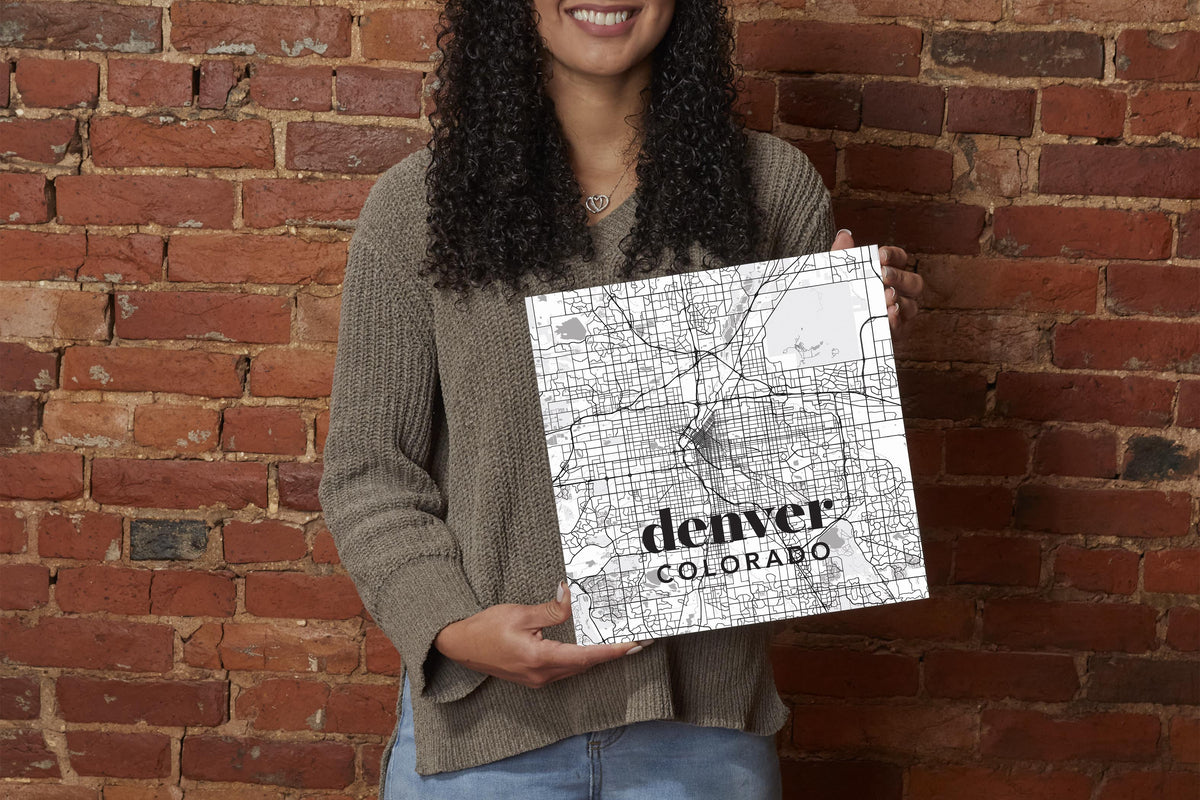 Black And White White Map Colorado Denver | Wood Sign | Eaches | Min 2